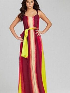 gianni bini francesca strapless print satin dress Gianni Bini Francesca Strapless Print Satin Slip Maxi Dress